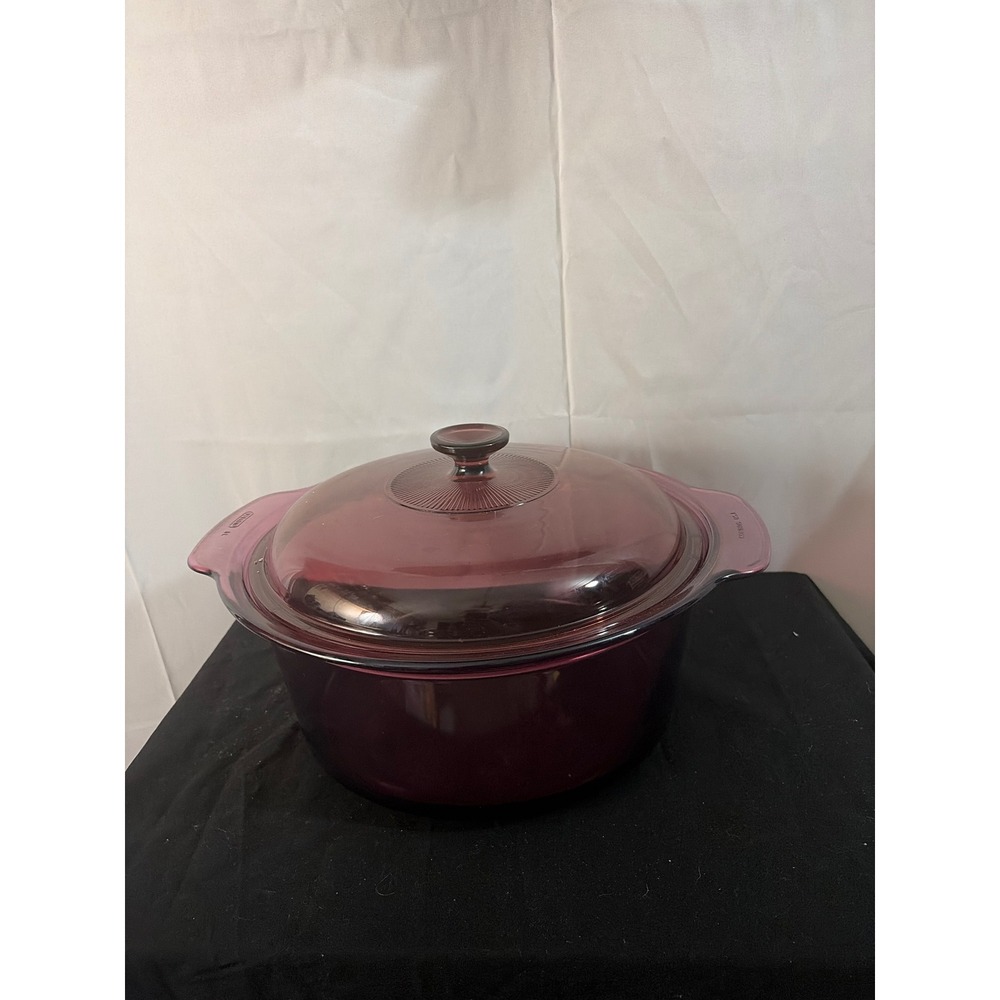 Corning Visions Dutch Oven 5L Cranberry Purple Good Glass Lid V-5-B‎ USA